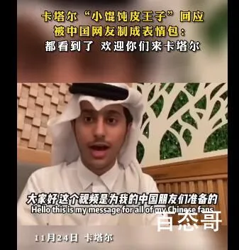 “小馄饨皮”王子感谢网友的表情包 这个王子怪可爱的