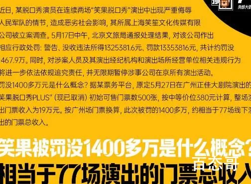 笑果被罚没1400多万元是什么概念 