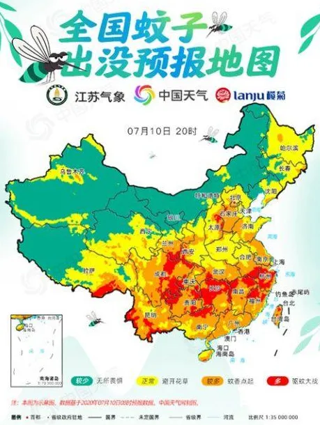 近3天全国蚊子预报地图 哪些省份蚊