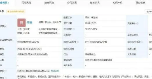 涉毒演员含笑公司已被吊销 必须严