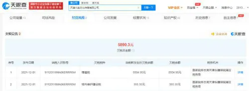 吴亦凡表哥的公司天津凡世传媒拖欠5890元税款