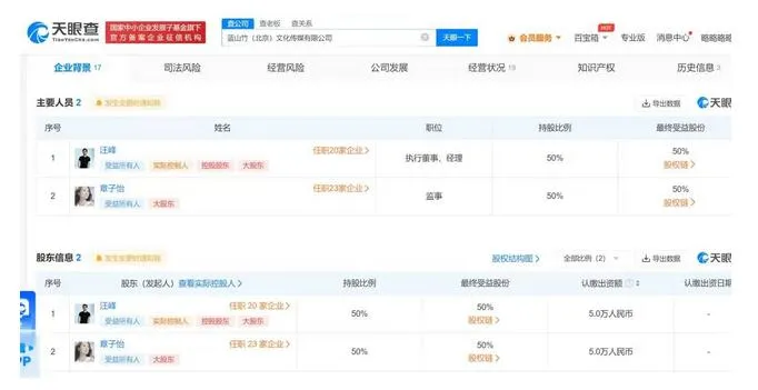 章子怡汪峰仅合资1家公司 盘点章子